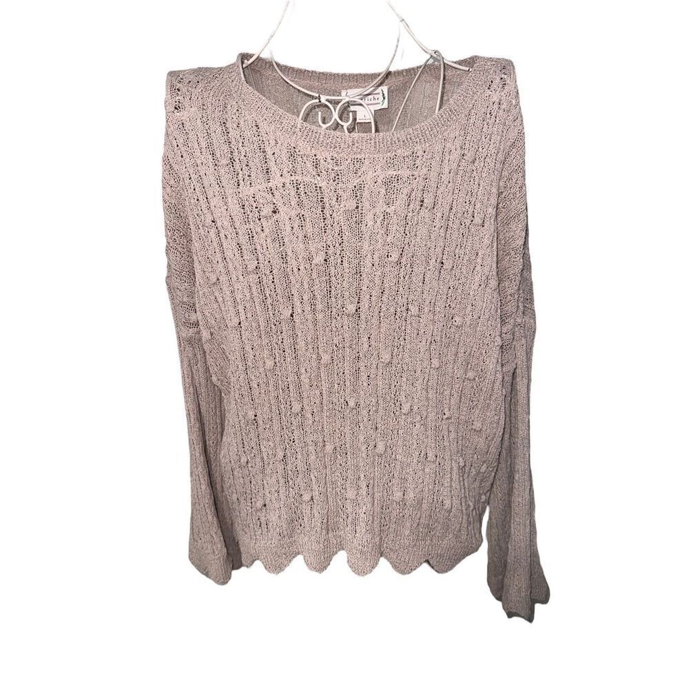 NEW WITH TAGS Loveriche NWT Womens Size LARGE CREAM TAN Long Sleeve Knit Sweater